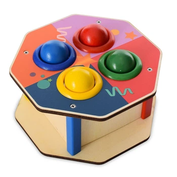 Деревянная игрушка стукачка Шестигранник с молоточком, MD1682F