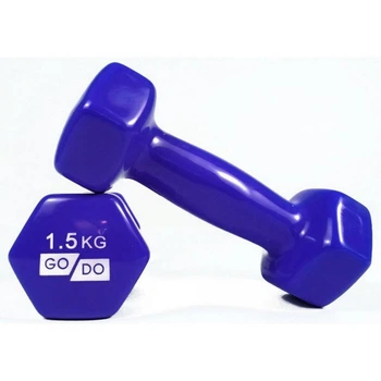 Гантели для фитнеса с виниловым покрытием GoDo GD-1.5BL 3 кг (пара)
