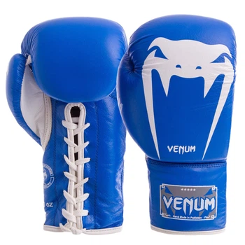Перчатки боксерські шкіряні на шнурівці VNM GIANT (розмір 10oz, Синій) (VL-5786_Синій_10_унції)