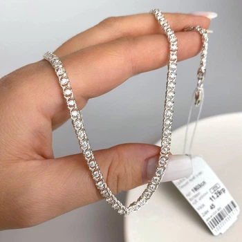 Серебряная женская цепочка, колье с фианитами арабский бисмарк 45-50 см. арабеска