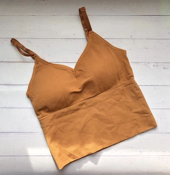 Жіночий топ в рубчик топік бюстгальтер бралет ліф Honey Fashion Accessories XS/S помаранчевий (2-36/1)