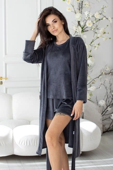 Комплект пижама с шортами и халат батал Кг1550ш Графитовый, 3XL