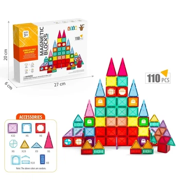 Детский конструктор по магнититным блокам на 110 деталей Magic Build MB7867 Multicolor