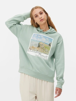 Худі на флісі Primark м'ятний з принтом QPEBT633 XS