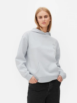 Худі на флісі Primark світло-сірий з принтом CDOMM301 XS