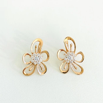 Серьги из красного золота с куб. циркониями СП148