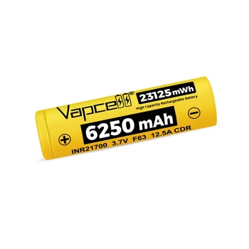 Аккумулятор 21700 Li-Ion Vapcell INR21700 F63 6250mAh, 12.5A, 4.2/3.6/2.5V, Gold
