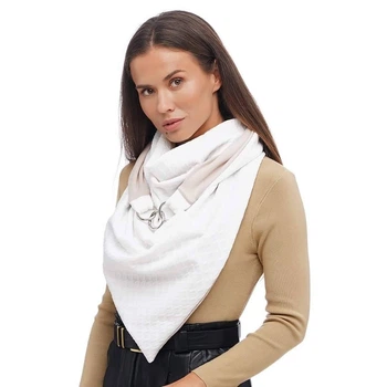 Женский 2х-сторонний шарф, молочный"Эдинбург", на кольцах, от My scarf снуд, бактус