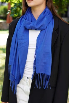 Женский яркий синий шарф, большой котоновый шарф "Милан" от My scarf 180 на 60 см