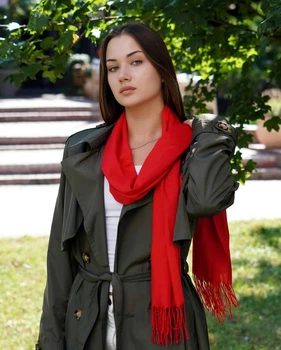 Женский красный шарф большой котоновый шарф "Милан" от My scarf 180 на 60 см