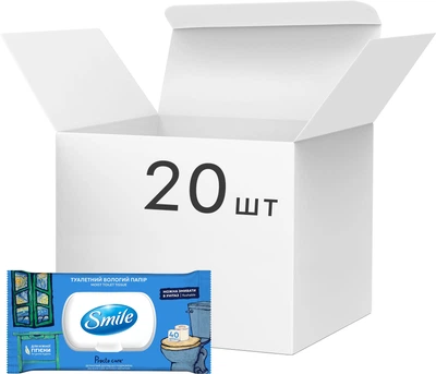Упаковка вологого туалетного паперу Smile Prosto Care 40 аркушів х 20 шт (42100494) (4823071666083)