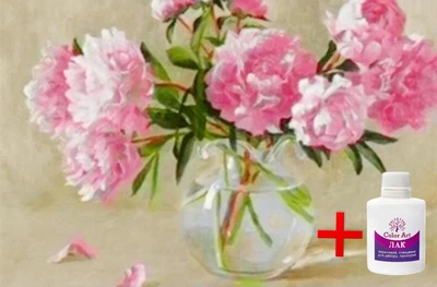 Алманая мозаика на подрамнике ColorArt 20х30 Розовые пионы DTP711 + Подарок лак для покрытия