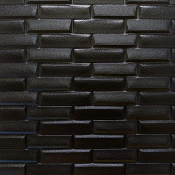 Декоративная 3Д панель стеновая Облицовочный кирпич Черный 700x770x7 мм самоклейка для стен (38) SW-00000303