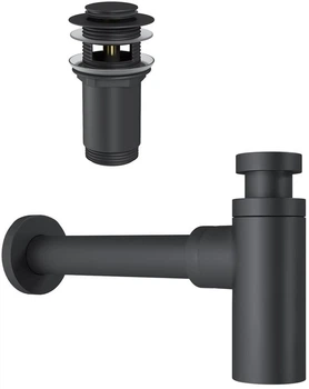 Сифон для раковины Helmken 32E4494Y13 черный матовый + донный клапан
