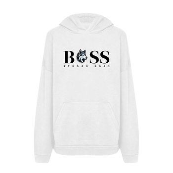 Худі чоловічий з принтом ТiШОТКА Strogo BOSS З гумором про HUGO BOSS L Білий (1030019374)