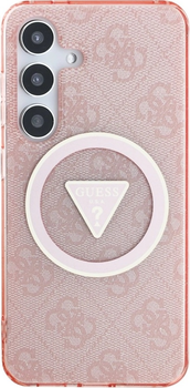 Панель Guess 4G Glitter Triangle Buttons MagSafe для Samsung Galaxy S25 Pink (3666339449612)