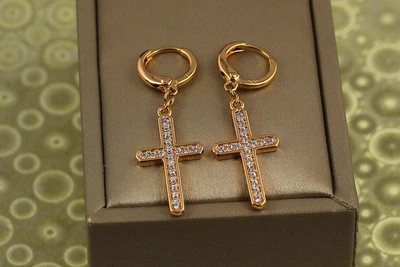 Сережки підвіски Xuping Jewelry хрестики різдвяне сяйво 3,8 см золотисті