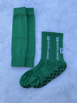 Комплект футбольні тренувальні шкарпетки FootballSocks та гетри обрізки без носка зелені