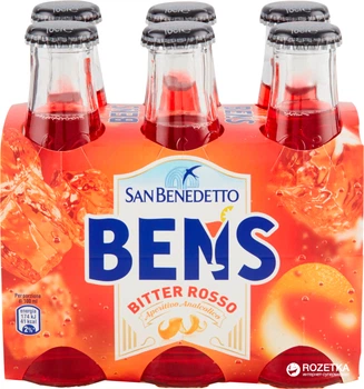 Упаковка аперитиву безалкогольного San Benedetto Ben's Bitter Rosso 0.098 л х 24 пляшки (8001620302033)