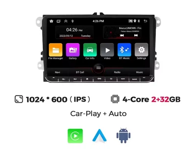 Сенсорная Автомагнитола Android 9 дюймів 2 Din для VW Seat Skoda Passat Golf Polo 2/32Gb