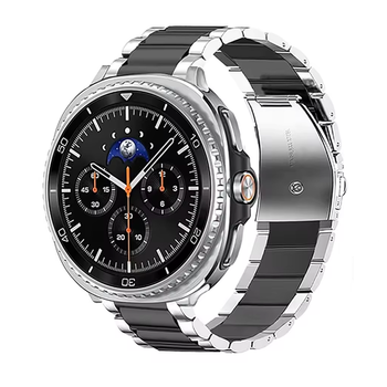 Ремінець Classic Steel для Samsung Galaxy Watch 8 Classic - срібно-чорний (метал) від broband