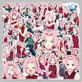 Набор стикеров Харуно Сакура Аниме Наруто Naruto - 50 шт. - Виниловые наклейки для разных поверхностей