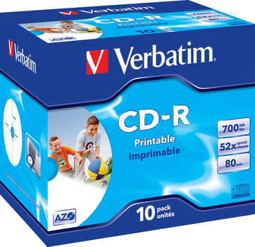 Диски Verbatim CD-R 700MB 52X Azo Printable Jewel Case 10 шт. (023942433255)