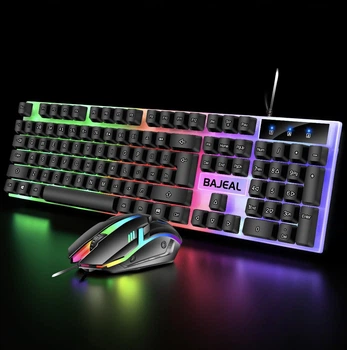 Игровая мембранная клавиатура и мышь T350 , LED подсветка, проводной комплект для ПК