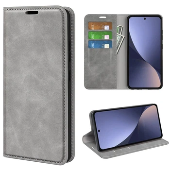 Чехол Taba Retro-Skin для Xiaomi Redmi 13 книжка с визитницей кожа PU серый