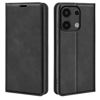 Чехол Taba Retro-Skin для Xiaomi Redmi Note 13 Pro 4G книжка с визитницей кожа PU черный