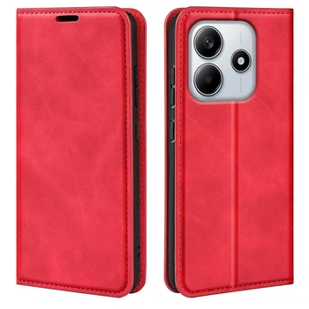 Чехол Taba Retro-Skin для Xiaomi Redmi Note 14 4G EU Version книжка с визитницей кожа PU красный