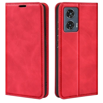 Чехол Taba Retro-Skin для Motorola Edge 50 Fusion книжка с визитницей кожа PU красный