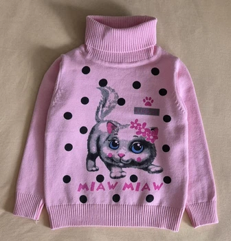 Свитер вязка трикотаж для девочки розовый в принт кицьки 92р Арт.7119 Lizi kids