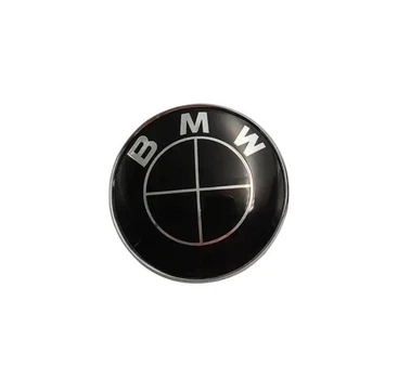 Емблема капота BMW 82мм чорна пластик+метал (на 2 штифтах) OEM 51148132375
