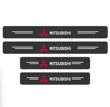 Защитные плёнки на пороги Mitsubishi карбон самоклейка 4шт - 2х(60х7см) 2х(40х7см)