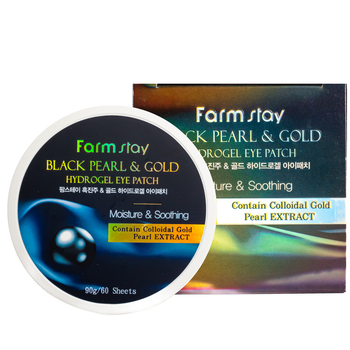 Патчи для кожи вокруг глаз FarmStay Black Pearl & Gold омолаживающие 60 шт