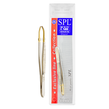 Пинцет для бровей прямой золотистый SPL 9059