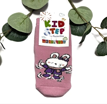 Дитячі махрові шкарпетки для дівчинки KidStep на 10-12 см (17-19 розмір) Зайчик Рожевий/ Білий