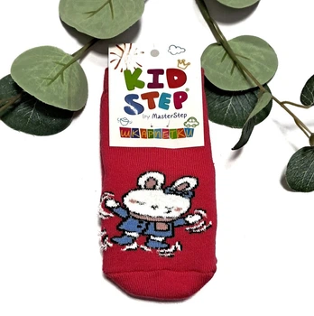 Дитячі махрові шкарпетки для дівчинки KidStep на 12-14 см (20-22 розмір) Зайчик Малиновий/ Білий