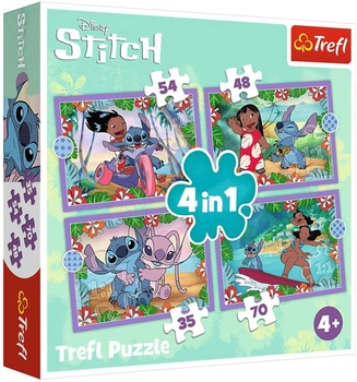 Пазли Trefl 4 в 1 (35,48,54,70) ел. - Шалений день Ліло і Стіч / Disney Stitch / Trefl / 207 елементів (34633)