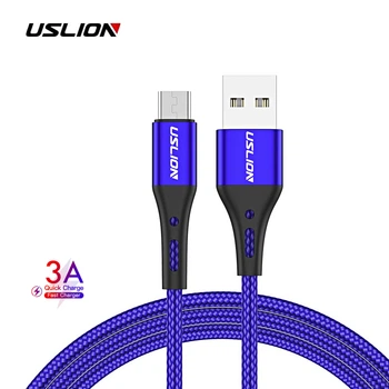 Кабель microUSB - USB (2m) провод быстрой зарядки для телефона USLION US0124 Blue