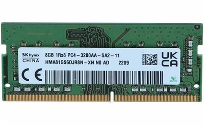 SK hynix 8GB DDR4 3200MHz SO-DIMM для ноутбуків, Non-ECC, PC4-25600, 1.2V (HMA81GS6DJR8N-XN)