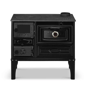 DUVAL EK-4012 BL (BLACK EDITION). Дровяная печь-кухня «евро буржуйка» с духовкой