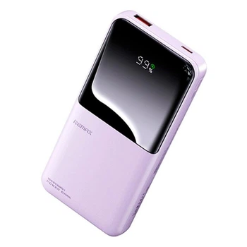 Павербанк Remax 10000 mAh 22.5W Павербанк Remax RPP-679 Cynlle с быстрой зарядкой PD/QC, Портативный внешний аккумулятор, универсальные порты USB/Type-C, LED-дисплей, 2 встроенных кабеля Type-C/Lightning Фиолетовый