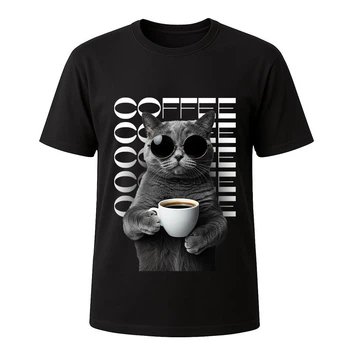 Футболка черная Grey cat coffee XL