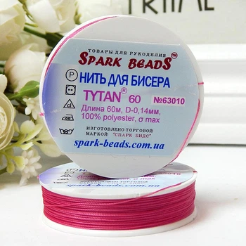 Нитки для бисера TYTAN 60, 0,14 мм, №63010 малиновые, 60 м