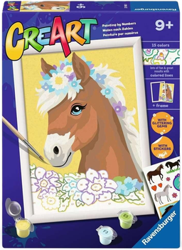 Malowanie po numerach Ravensburger Creart dla dzieci: Konik z krysztalkami 18 x 24 cm (4005556239801)