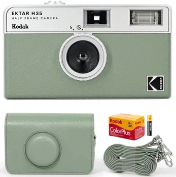 Пленочный фотоаппарат Kodak Ektar H35 Half Frame Camera H35 зеленый / чехол зеленый / пленка Kodak Color Plus / батарейка