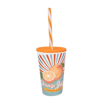 Стакан Herevin Orange Juice 161948-028 с трубочкой 650 мл