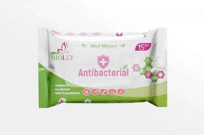 Влажные салфетки антибактериальные Biolly Antibacterial 15 шт.